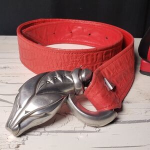 Fahrenheit Viper Fashion Belt in Red Leather - Women's Waist size 28 (23 to 33)